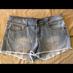 Red Rivet Jean Shorts